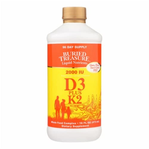 Buried Treasure Vitamin D3 Plus K2 Liquid Dietary Supplement