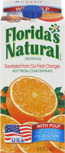 Floridas Natural 100% Juice, Orange, Some Pulp, Calcium & Vitamin D