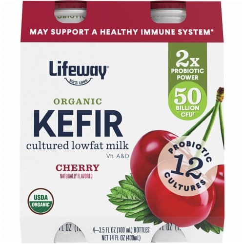 Lifeway Cherry Organic Probiotic Low Fat Kefir Drinks