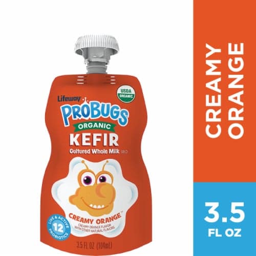 Lifeway Probugs Creamy Orange Organic Kids Whole Milk Kefir Pouch