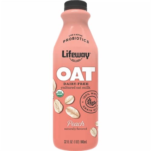 Lifeway Dairy-Free Cultured Oat Milk, Peaches And Cream Flavor