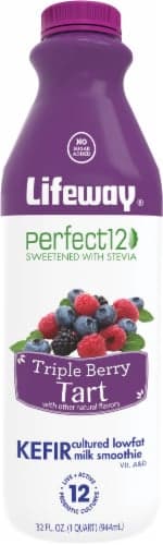 Lifeway Perfect12 Kefir Cultured Lowfat Milk Smoothie Triple Berry Tart