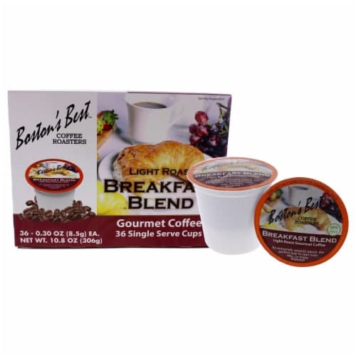 Bostons Best Coffee Coffee, Gourmet, Light Roast, Breakfast Blend, Single Serve