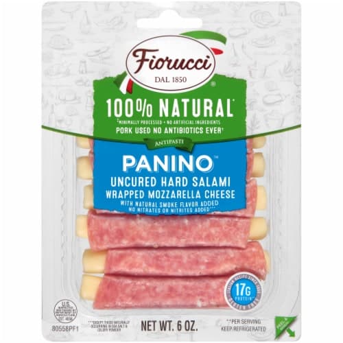 Fiorucci 100% Natural Uncured Hard Salame Panino Wrapped Mozzarella Cheese