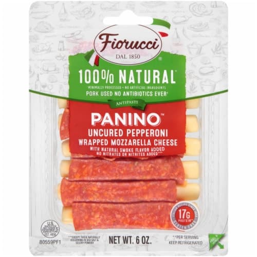 Fiorucci 100% Natural Uncured Pepperoni Panino Wrapped Mozzarella Cheese