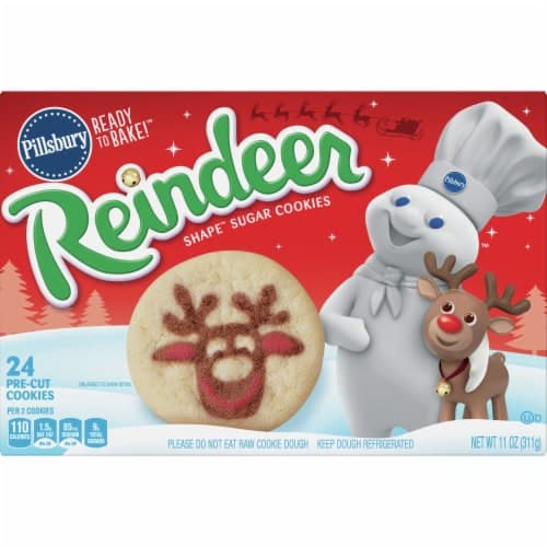 Pillsbury Ready To Bake! Cookies, Sugar, Pre-Cut, Reindeer Shape