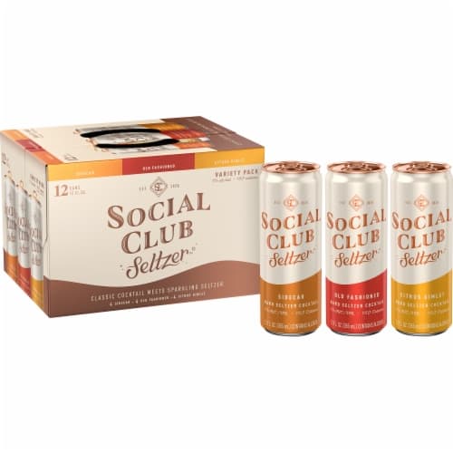 Social Club Seltzer Classic Cocktail Sparkling Seltzer Hard Seltzer Variety