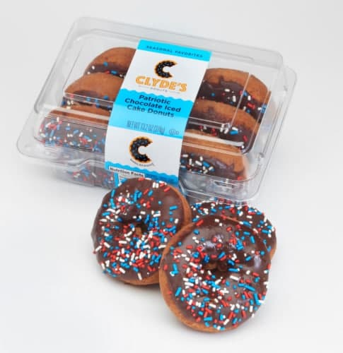 Clyde'S Donuts Patriotic Chocolate Iced Cake Donuts
