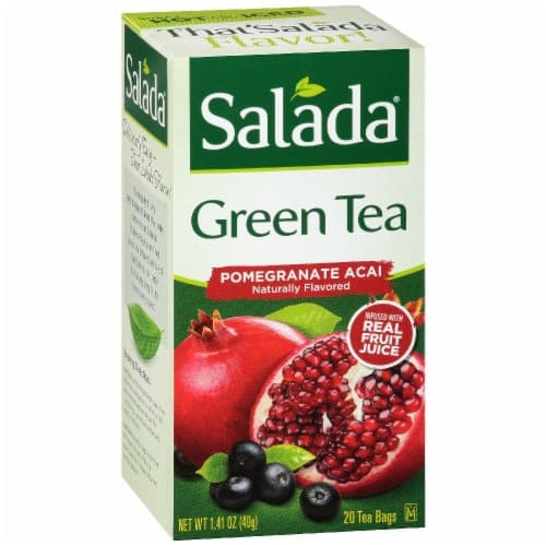 Salada Pomegranate Acai Berry Green Tea With 20 Individually Wrapped Tea Bags Per Box (Pack Of 