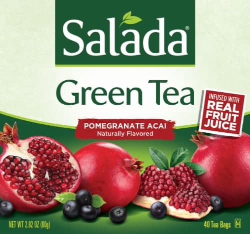 Salada Pomegranate Acai Berry Green Tea With 40 Individually Wrapped Tea Bags Per Box (Pack Of 