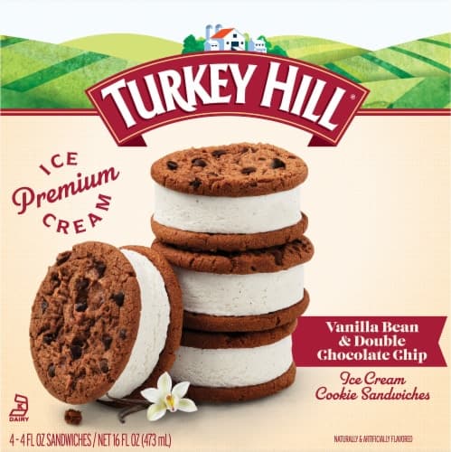 Turkey Hill Vanilla Bean N Double Chocolate Chip Ic Cookie Sandwich