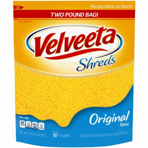 Velveeta Cheese Product, Two Pounds Bag, Shredded, Pasteurized, Original Flavor