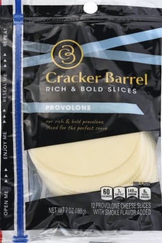 Cracker Barrel Cheese, Slices, Provolone