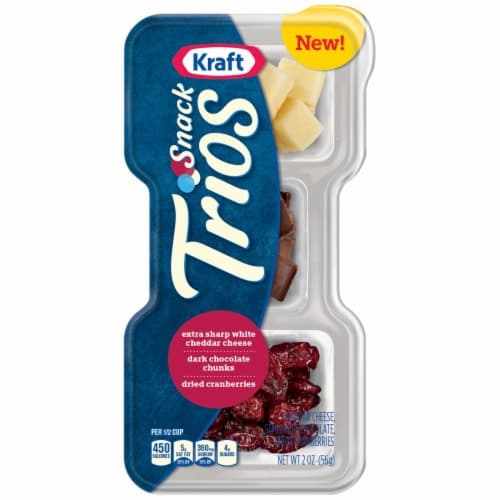 Kraft Snack Trios, Extra Sharp White Cheddar Cheese, Dark Chocolate Chunks, Dried Cranberries