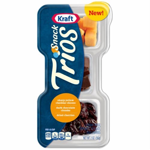 Kraft Snack Trios, Sharp Yellow Cheddar Cheese, Dark Chocolate Chunks, Dried Cherries