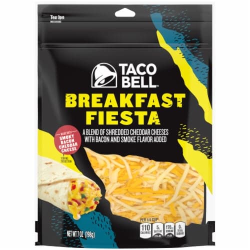 Taco Bell Breakfast Fiesta Shredded Cheese Blend With Backon & Smoke Flavor Added