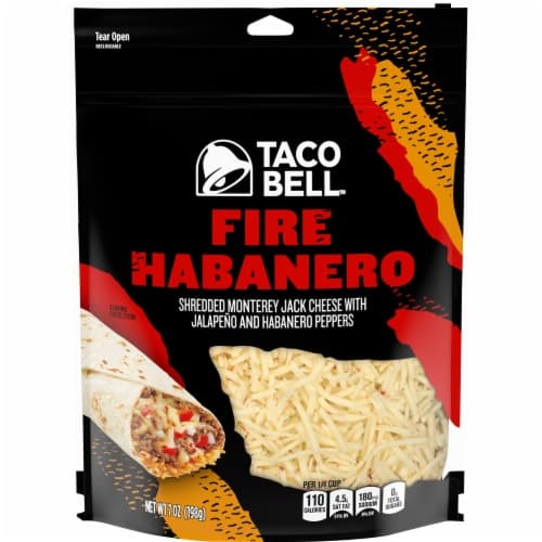 Taco Bell Fire Habanero Monterey Jack Shredded Cheese With Jalapeno & Habanero Peppers
