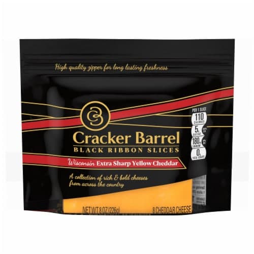 Cracker Barrel Black Ribbon Natural Slices Wisconsin Extra Sharp Yellow Cheddar Cheese