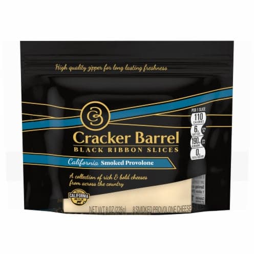 Cracker Barrel Black Ribbon Natural Slices California Smoked Provolone Cheese