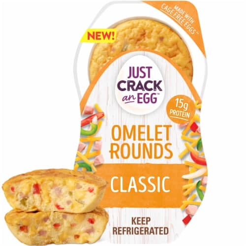 Just Crack An Egg Omelet Rounds Egg Bites With Uncured Ham Cheddar Cheese Pepper & Onion