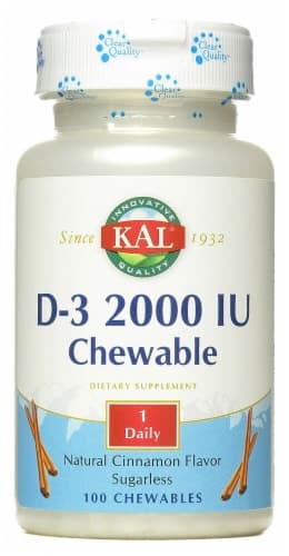 Kal D-3 Sugarless Cinnamon Chewables 2000Iu