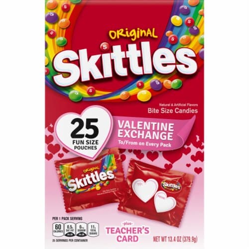 Skittles Candies, Bite Size, Original, Valentine Exchange, Plus Teacher'S Card