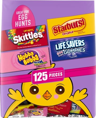 Skittles, Starburst, Life Savers Gummies, & Hubba Bubba Easter Candy Fun Size Assorted Candy & Gum