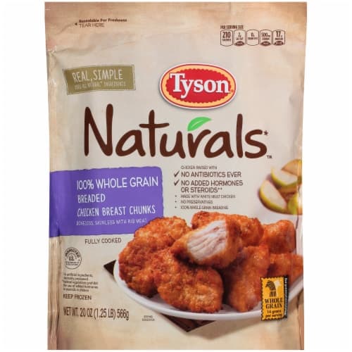Tyson Naturals Chicken Breast Chunks, Breaded, 100% Whole Grain