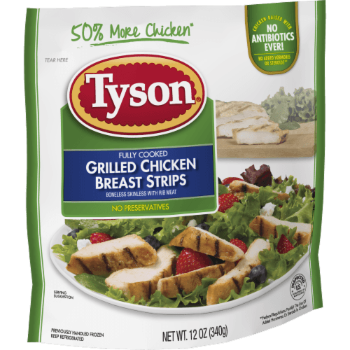 Fully Cooked Grilled Chicken Breast Strips, B/S With Rib Meat