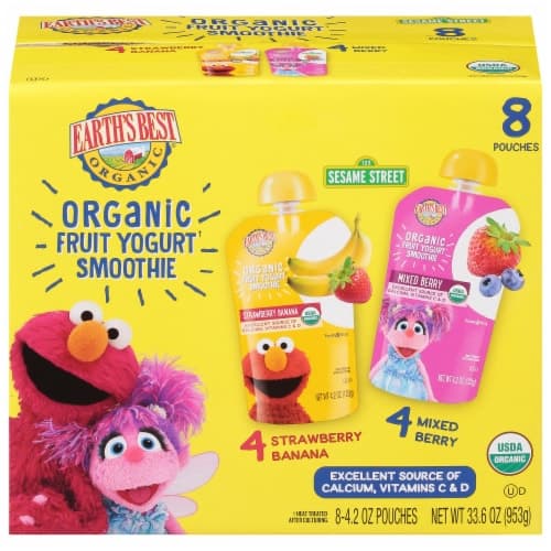 Earth'S Best Sesame Street Strawberry Banana Fruit Yogurt Smoothies Variety