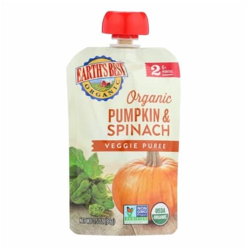 Earth'S Best Organic Pumpkin & Spinach Veggie Puree Stage 2 Baby Food