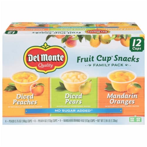 Del Monte Fruit Cup Snacks Diced Peaches Diced Pears Mandarin Oranges