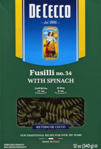 De Cecco Fusilli, With Spinach, No