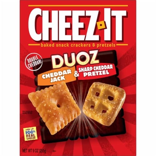 Cheez-It Duoz Cheddar Jack And Cheddar Crackers And Pretzels