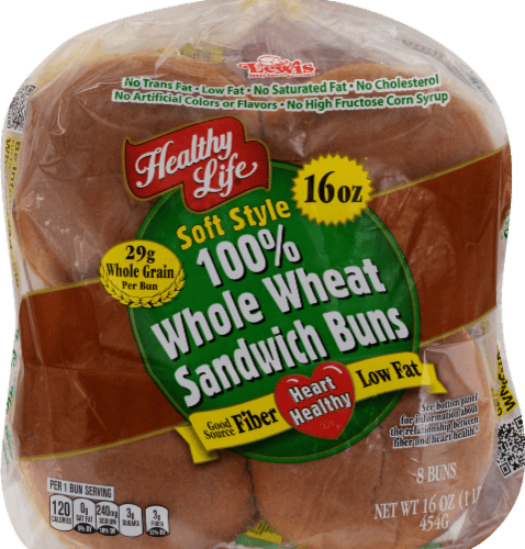 Healthy Life Soft Style 100% Whole Wheat Sandwich Buns Bag