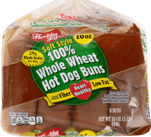 Healthy Life Hot Dog Buns, 100% Whole Wheat, Soft Style
