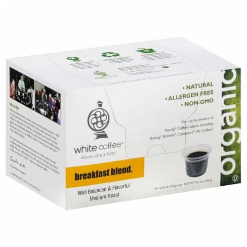 White Coffee K-Cup Pods Organic Breakfast Blend