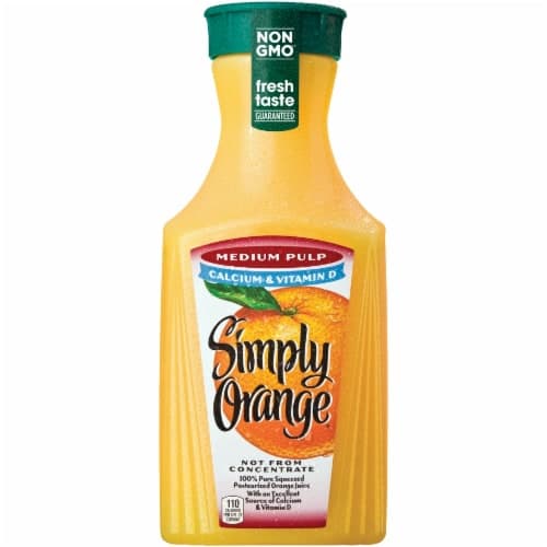 Simply Orange 100% Juice, Orange, Calcium & Vitamin D, Medium Pulp