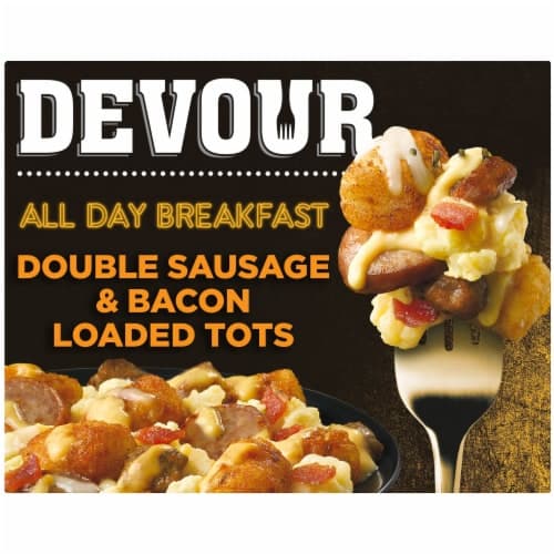 Devour All Day Breakfast Double Sausage & Smoked Bacon Loaded Tater Tots  Meal