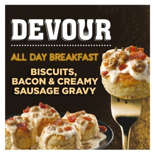 Devour All Day Breakfast Biscuits, Smoked Bacon & Creamy Sausage Gravy  Meal