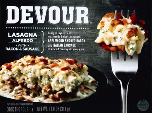 Devour Lasagna Alfredo With Bacon & Sausage
