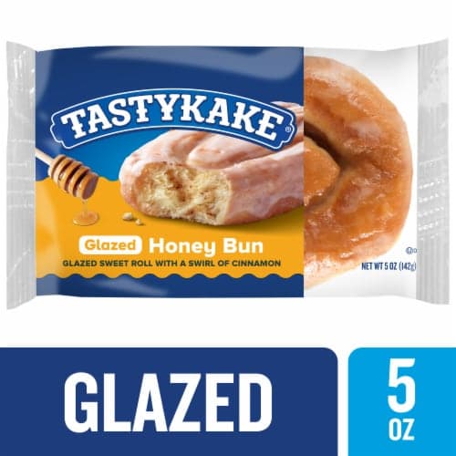 Tastykake Glazed Honey Bun Individually Wrapped Pastry Snack