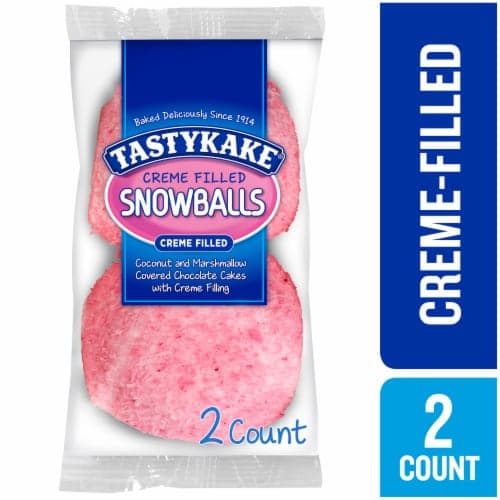 Tastykake Creme Filled Snowballs Coconut & Marshmallow Covered Chocolate Snack Cakes