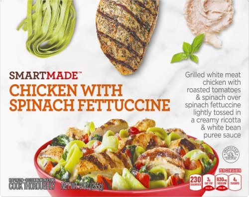 Smart Made Chicken With Spinach Fettuccine Pasta, Tomatoes, Spinach & Creamy Ricotta White Bean Puree Sauce  Meal