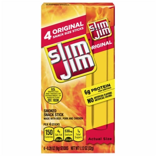 Slim Jim Snack-Sized Smoked Meat Stick, Original Flavor
