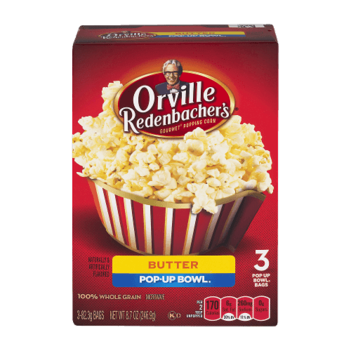 Orville Redenbachers Popping Corn, Gourmet, Butter, Pop Up Bowl Bags