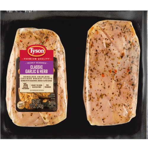 Tyson Premium Quality Freshly Seasoned Classic Garlic & Herb Boneless Skinless Chicken Breast Filets