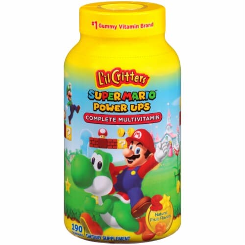 L'Il Critter Super Mario Power Ups Fruit Flavored Complete Multivitamin Gummies