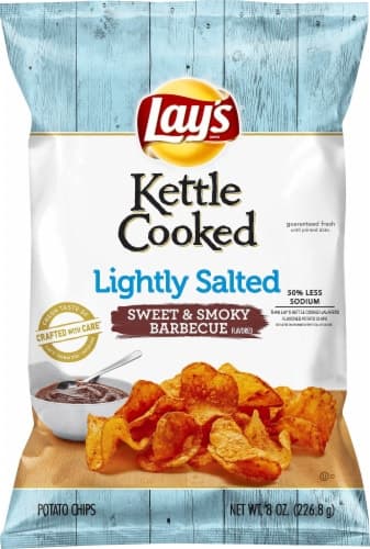 Lay'S Kettle Cooked Potato Chips, Sweet & Smoky Barbecue Flavored, Lightly Salted