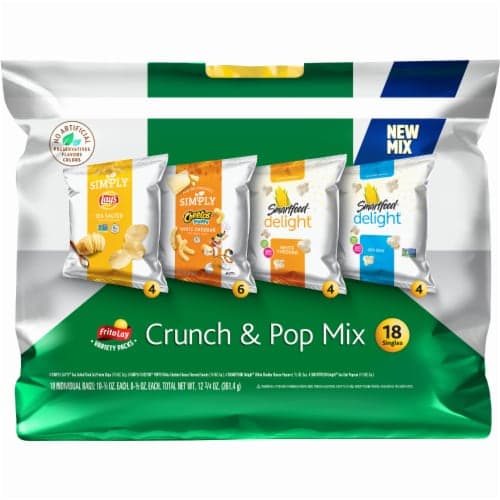 Frito Lay Snack, Crunch And Pop Mix Variety Pack, 18 Single Bags